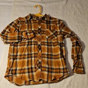 Distortion Boys 10/12 Brown Black White Plaid Long Sleeve Collared Button-Up‎